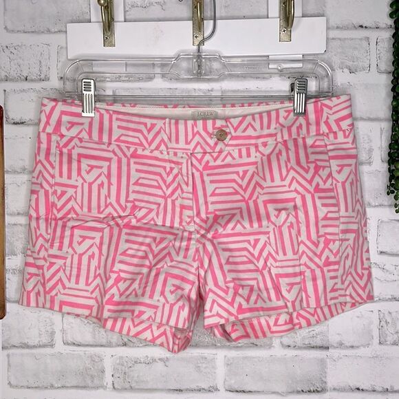 J. Crew Stretch Zig Zag Shorts Chino Boho Hippie Size 4 Vintage - Picture 1 of 8